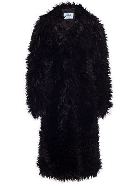 prada black faux fur coat|prada rain coats women's.